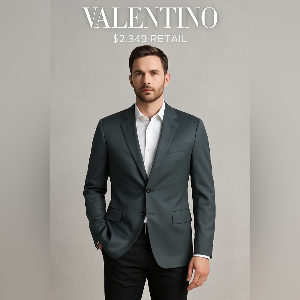 NWT Valentino Garavani SINGLE-BREASTED 2 BUTTON JACKET IT 52/US 42 Greyish Green